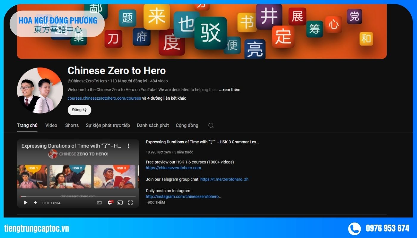 Chinese Zero to Hero - Kênh Youtube học tiếng trung cho người mới bắt đầu