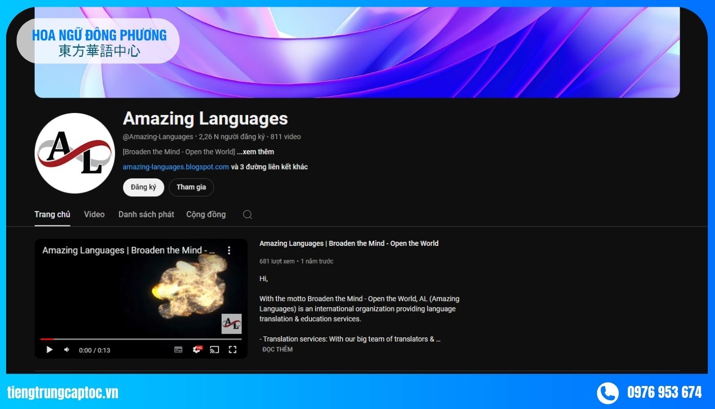 Kênh Youtube học tiếng Trung Amazing Languages