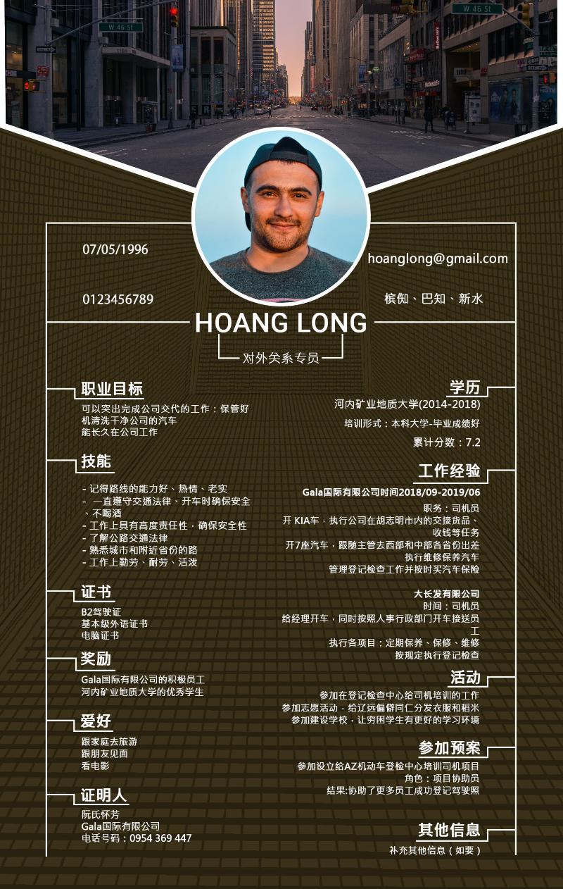 Mẫu CV tiếng trung